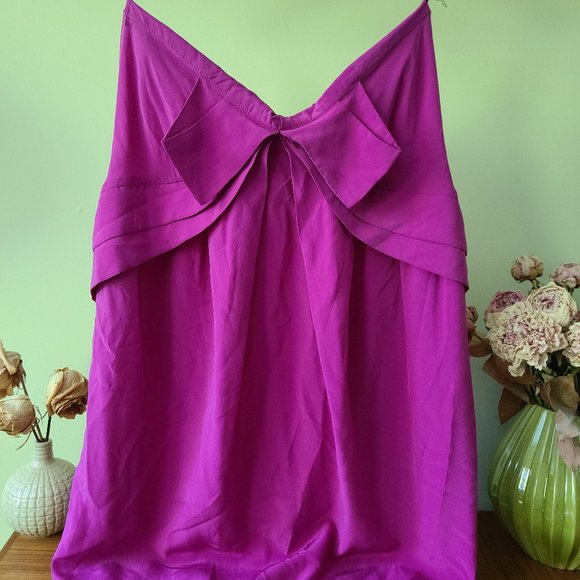 100% silk layered fuchsia dress - Picture 1 of 6